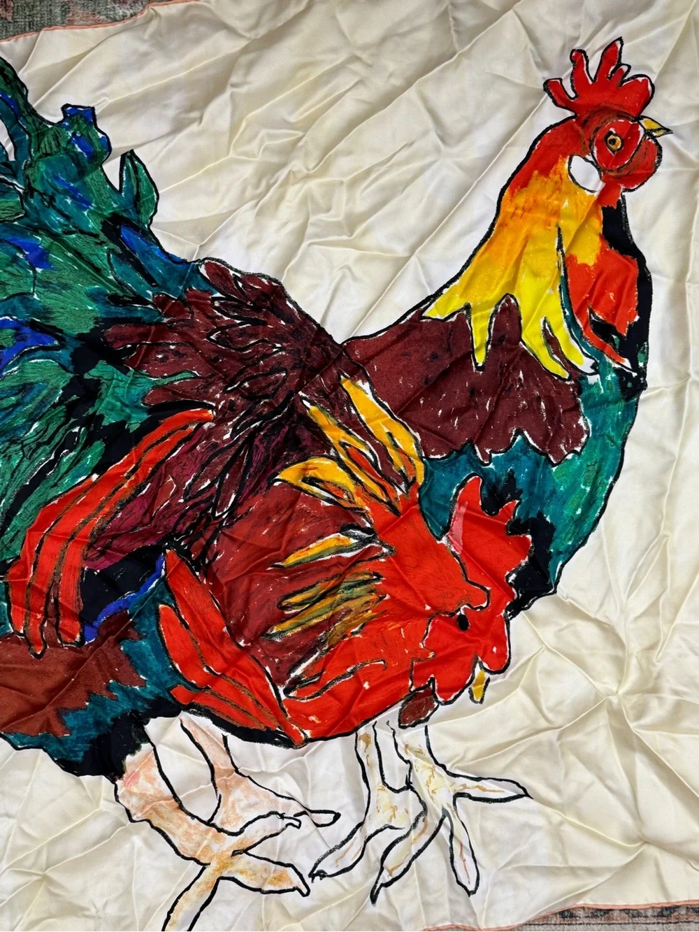 Burberry Multicolor Silk Scarf with Rooster 100% silk made in Italy